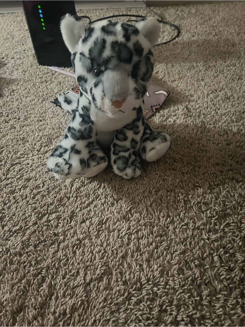 Plush Snow Leopard Stuffed Animal - White & Black